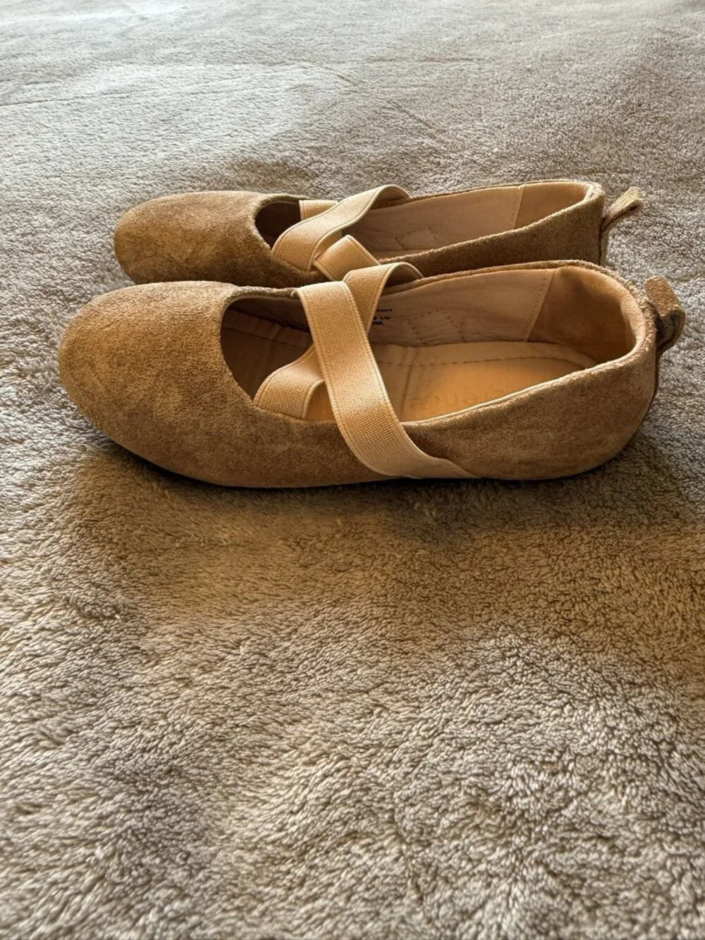 Kiderence Beige Suede Ballet Flats Girls Shoes US 11M 18.5cm